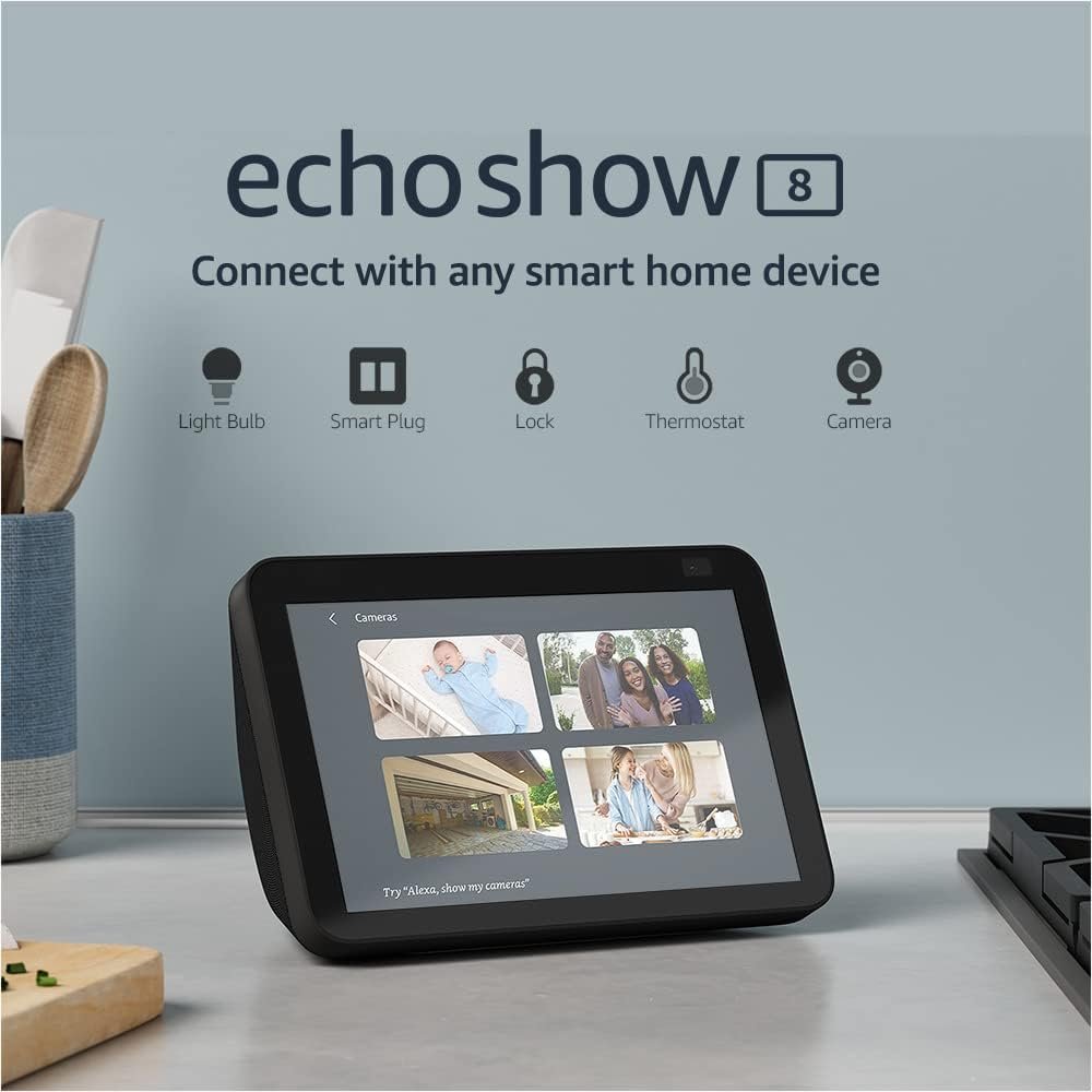 Echo Show 8 (2nd Gen, 2021 release) | HD smart display with stereo speakers and Alexa | Charcoal