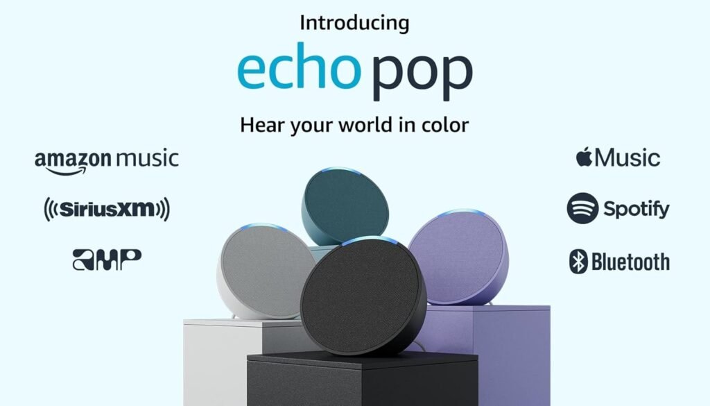 Introducing Echo Pop | Full sound compact Bluetooth smart speaker with hands-free Alexa voice control, alarms, and smart home | Charcoal