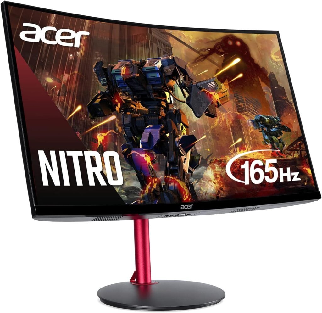 Nitro by Acer 27 Full HD 1920 x 1080 1500R Curve PC Gaming Monitor | AMD FreeSync Premium | 165Hz Refresh | 1ms (VRB) | ZeroFrame Design | 1 x Display Port 1.4  2 x HDMI 2.0 Ports ED270R Mbmiiphx