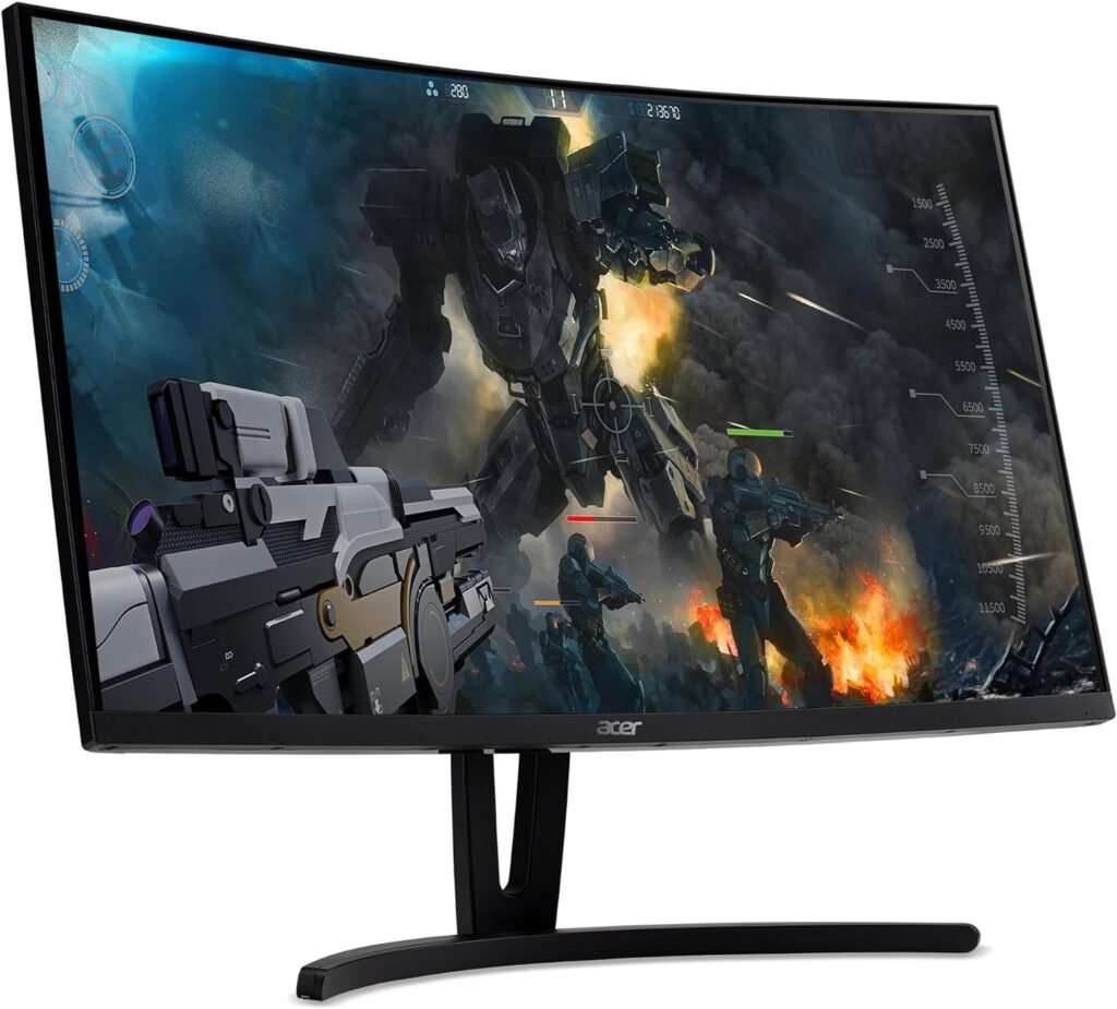 Nitro by Acer 27 Full HD 1920 x 1080 1500R Curve PC Gaming Monitor | AMD FreeSync Premium | 165Hz Refresh | 1ms (VRB) | ZeroFrame Design | 1 x Display Port 1.4  2 x HDMI 2.0 Ports ED270R Mbmiiphx