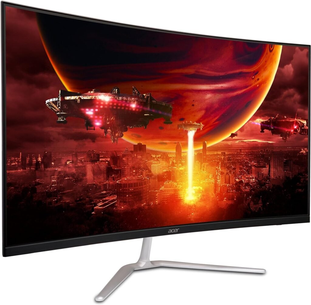 Nitro by Acer 27 Full HD 1920 x 1080 1500R Curve PC Gaming Monitor | AMD FreeSync Premium | 165Hz Refresh | 1ms (VRB) | ZeroFrame Design | 1 x Display Port 1.4  2 x HDMI 2.0 Ports ED270R Mbmiiphx