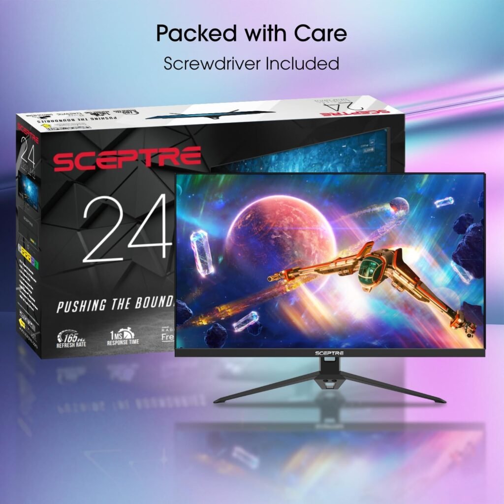 Sceptre IPS 24” Gaming Monitor 165Hz 144Hz Full HD (1920 x 1080) FreeSync Eye Care FPS RTS DisplayPort HDMI Build-in Speakers, Machine Black 2020 (E248B-FPT168),IPS 24 165Hz