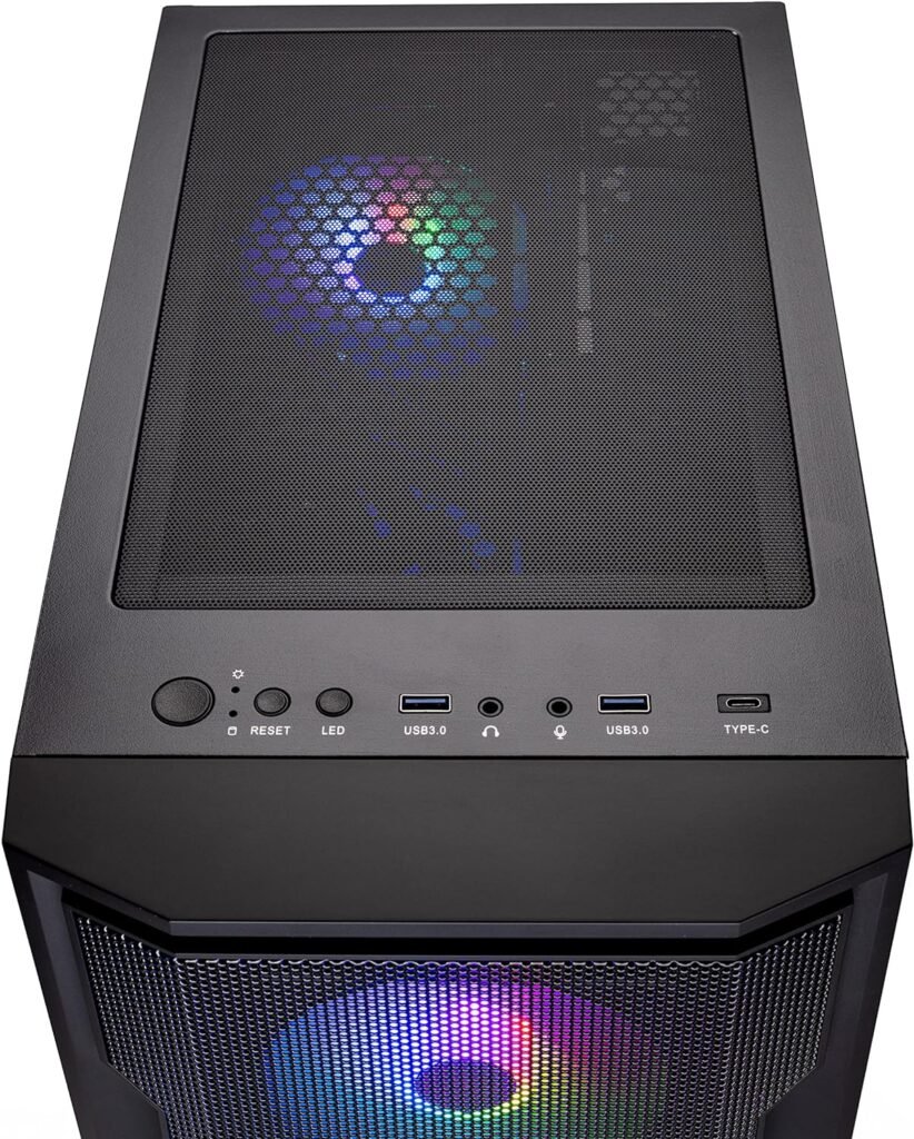 Skytech Shadow Gaming PC Desktop – AMD Ryzen 7 5700X 3.4 GHz, NVIDIA RTX 4060, 1TB NVME SSD, 16GB DDR4 RAM 3200, 600W Gold PSU, 11AC Wi-Fi, Windows 11 Home 64-bit,Black